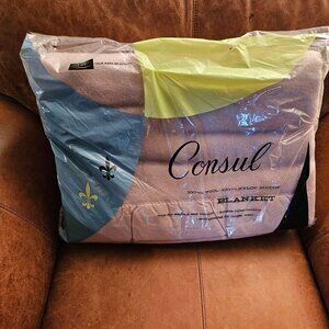 Vintage Consul 100% Wool Blanket, 80x90 Size, Beige, Original Packaging